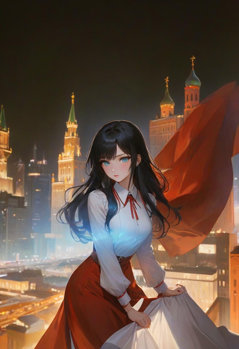  anime artwork beautiful , , white skinned, European, blue eyes, long brown straight hair, slender figure, small neat s, dressed in a black dress with a white collar and white cuffs, full length, against the backdrop of a modern city. Skyscrs of Moscow City (photorealism, oil painting: 1.3), (full length shot: 1.3), charming , long flowing black hair, (large sensual mouth: 1.2), plump lips, sparkling emerald eyes , narrow waist, (sensual drawing: 1.2), silvery glow, ethereal aura, detailed brushwork, intricate shadows and highlights, mysterious and captivating expression, unique color palette, masterful use of light and shadow, captivating atmosphere, pure emotion, intense gaze, dynamic composition. . ani hyperrealistic, full body, detailed clothing, highly detailed, cinematic lighting, stunningly beautiful, intricate, sharp focus, f/1. 8, 85mm, (centered image composition), (professionally color graded), ((bright soft diffused light)), volumetric fog, trending on instagram, trending on tumblr, HDR 4K, 8K