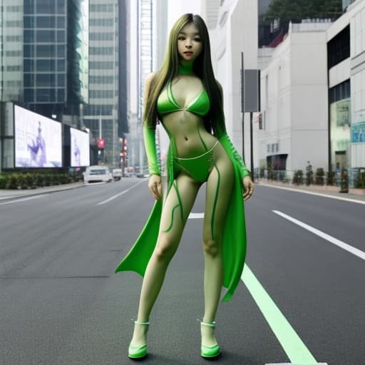  Jennie Kim beautiful green alien Beautiful , full body, , poses