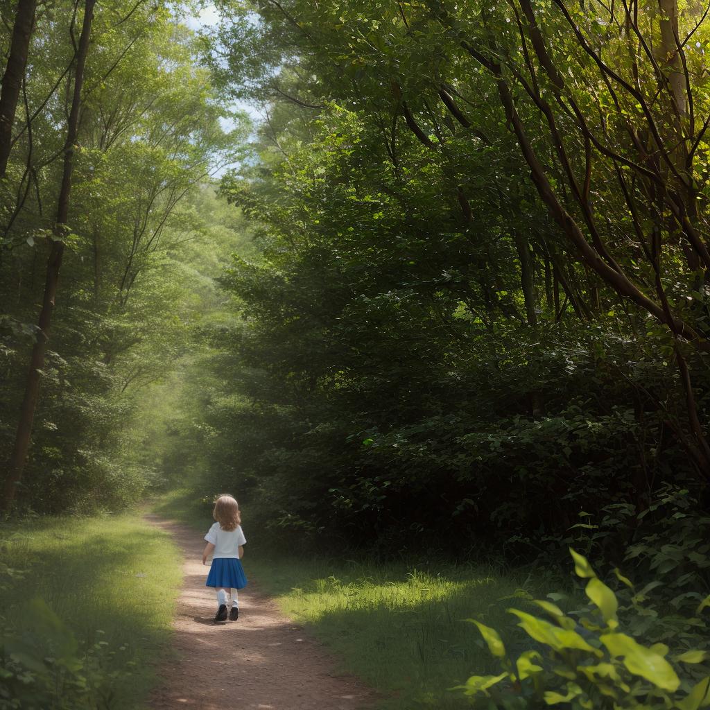  Masterpiece, best quality, a little girl, walking in the forest, Jipley style