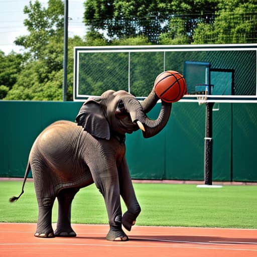  Elephant playing basketball