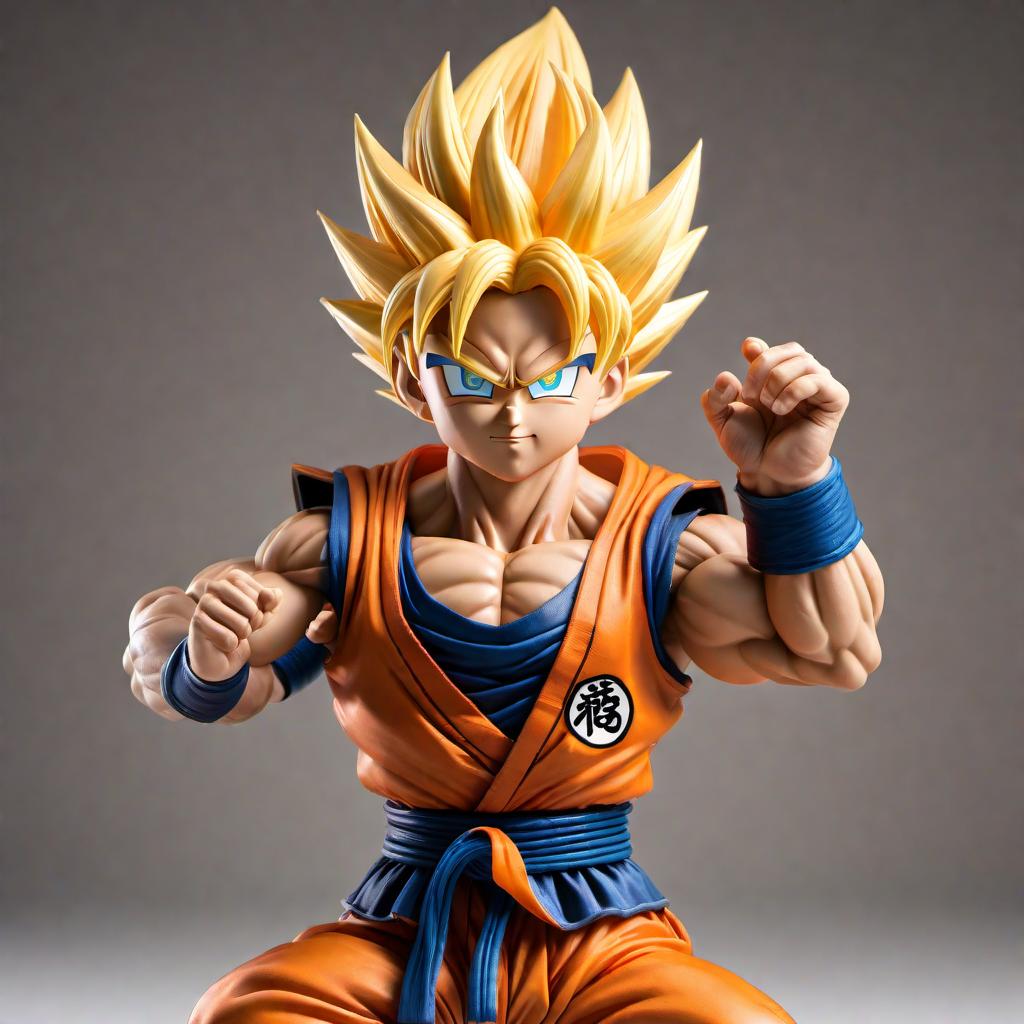  Create an image featuring Goku from Dragon Ball Z in chibi style. Goku should have big eyes, a smaller, more rounded body, and exaggerated expressions. He should be in his classic orange gi, with his spiky hair in chibi form. The background should be a simple, colorful setting that captures the fun and dynamic nature of his character. hyperrealistic, full body, detailed clothing, highly detailed, cinematic lighting, stunningly beautiful, intricate, sharp focus, f/1. 8, 85mm, (centered image composition), (professionally color graded), ((bright soft diffused light)), volumetric fog, trending on instagram, trending on tumblr, HDR 4K, 8K