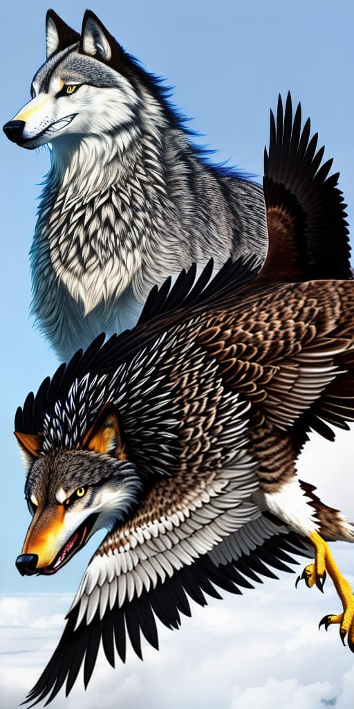  A hybrid animal combining features of a wolf and an eagle