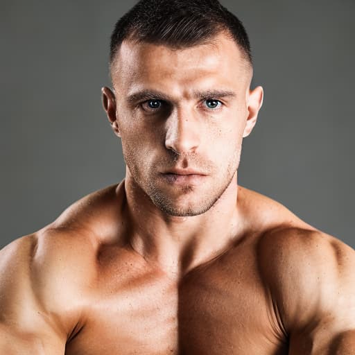 portrait+ style Russian queer fitness model brunette hunk dilf dude face