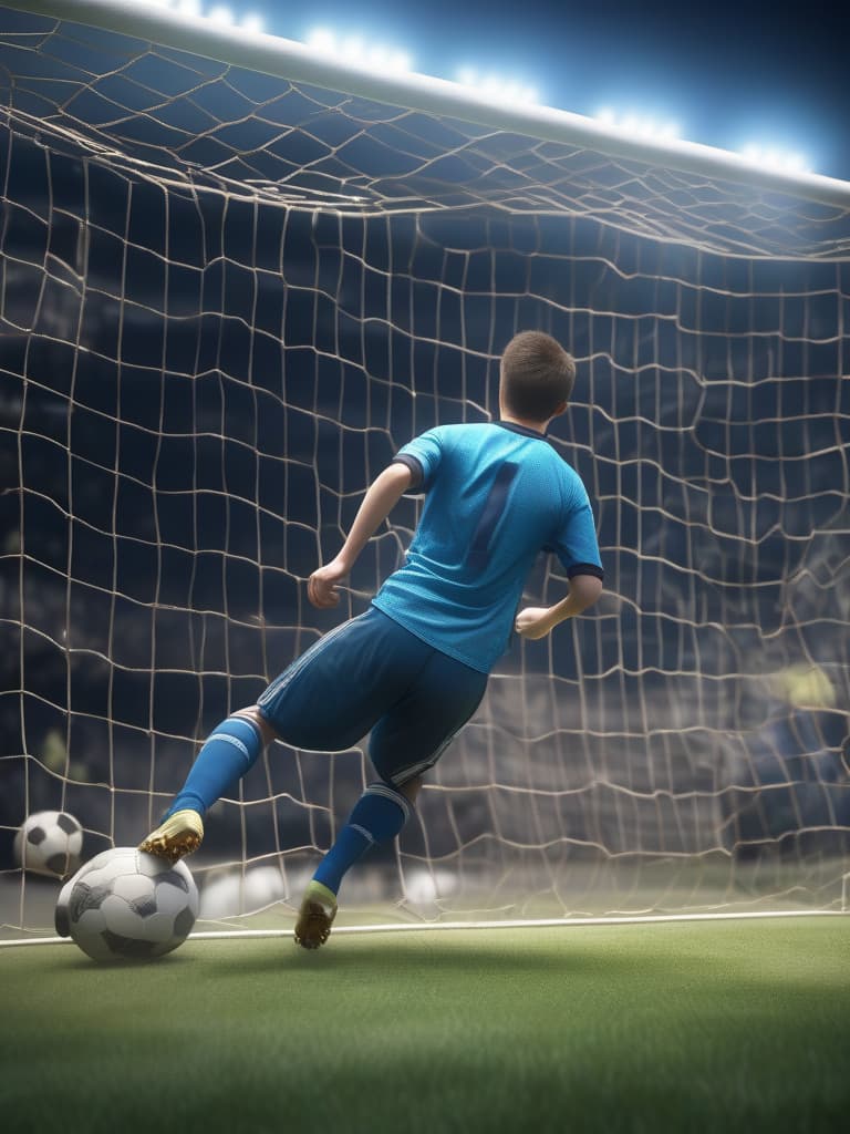  Soccer goal, soccer ball, masterpiece, best quality,8k,ultra detailed,high resolution,an extremely delicate and beautiful,hyper detail