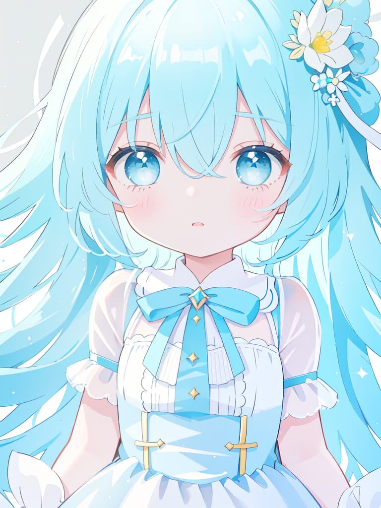  A young and cute girl with light blue hair, masterpiece, best quality,8k,ultra detailed,high resolution,an extremely delicate and beautiful,hyper detail