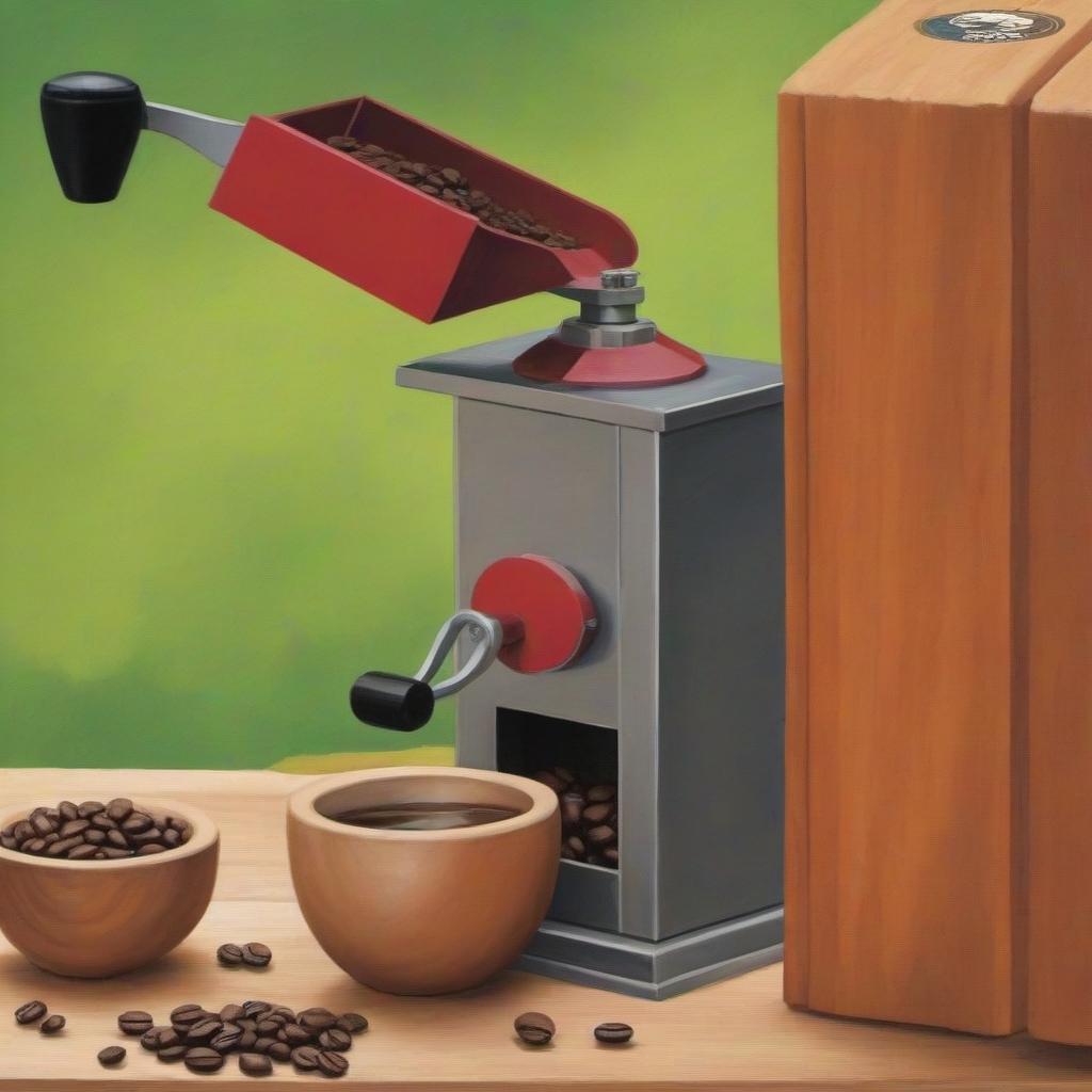  Draw a coffee grinder in front of the logo