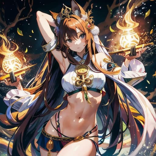  master piece , best quality,Foxy girl, long hair, priestess,