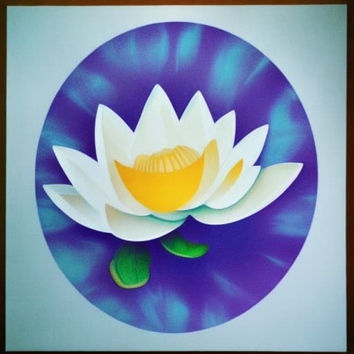  Image of 1 white transparency lotus flower in heaven with serenity tone and holy spirituality mood lots of ray above