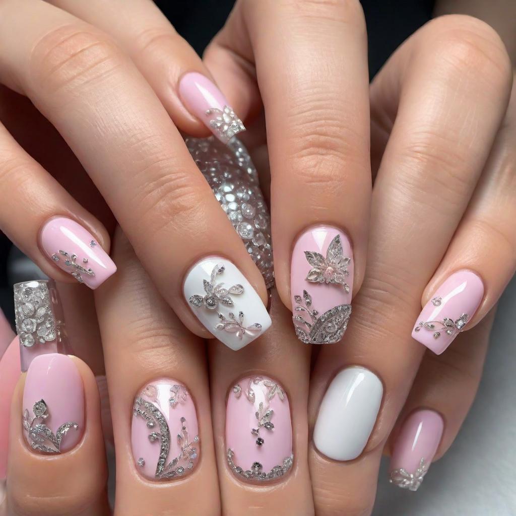  An Instagram post for Rox Nail Academy showcasing a successful student's nail art. The image should feature a set of beautifully done nails with intricate designs. Include branding elements such as the Rox Nail Academy logo in the corner. Use a soft pink and white color scheme. Add a motivational caption: 'Congratulations to our amazing student, [Student Name]! Your dedication and creativity are truly inspiring. Keep shining and creating beautiful art! ✨ #RoxNailAcademy #NailArt #StudentSuccess' hyperrealistic, full body, detailed clothing, highly detailed, cinematic lighting, stunningly beautiful, intricate, sharp focus, f/1. 8, 85mm, (centered image composition), (professionally color graded), ((bright soft diffused light)), volumetric fog, trending on instagram, trending on tumblr, HDR 4K, 8K