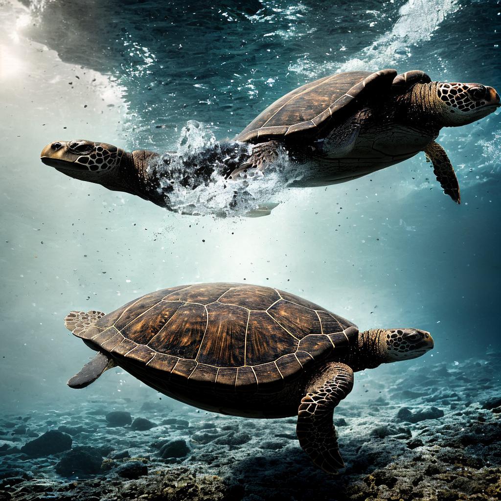  running turtle hyperrealistic, full body, detailed clothing, highly detailed, cinematic lighting, stunningly beautiful, intricate, sharp focus, f/1. 8, 85mm, (centered image composition), (professionally color graded), ((bright soft diffused light)), volumetric fog, trending on instagram, trending on tumblr, HDR 4K, 8K