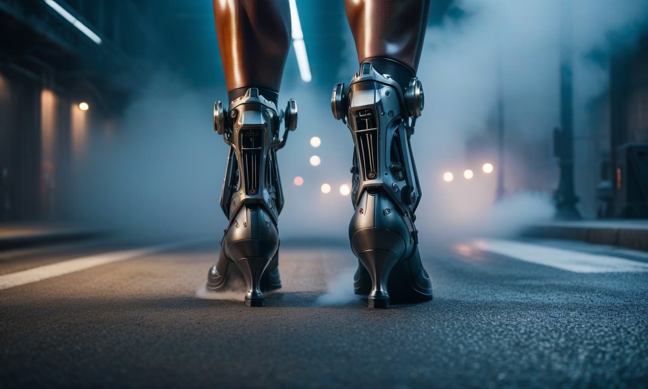  iron legs hyperrealistic, full body, detailed clothing, highly detailed, cinematic lighting, stunningly beautiful, intricate, sharp focus, f/1. 8, 85mm, (centered image composition), (professionally color graded), ((bright soft diffused light)), volumetric fog, trending on instagram, trending on tumblr, HDR 4K, 8K