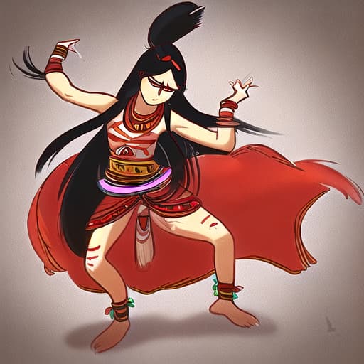  long black hair red Indian girl dancing to the the mesi dance moves