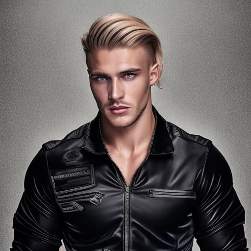 portrait+ style Russian queer fitness model blonde hunk dude face