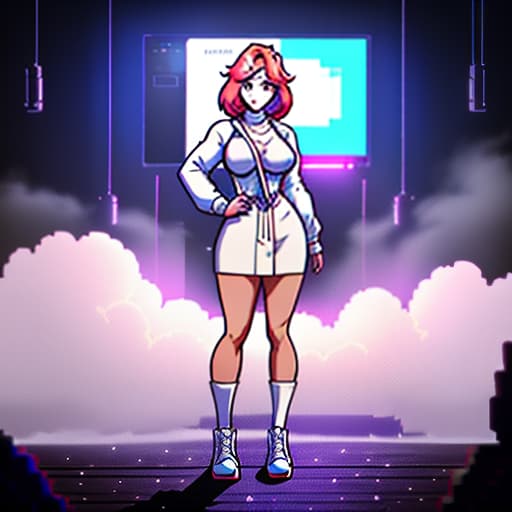  A girl in an anime with her face occupying the entire screen, covering half of it with her hands, looks at the audience., (Pixel art) retro ,low resolution ,pixelated ,nostalgic hyperrealistic, full body, detailed clothing, highly detailed, cinematic lighting, stunningly beautiful, intricate, sharp focus, f/1. 8, 85mm, (centered image composition), (professionally color graded), ((bright soft diffused light)), volumetric fog, trending on instagram, trending on tumblr, HDR 4K, 8K