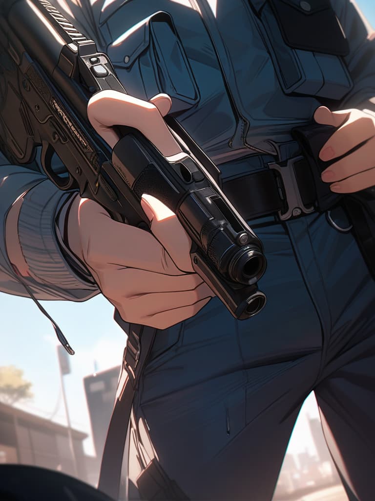  Pistols, crying, police, polyps, holding guns, crying, smiling, emo, emo, shooting with pistols, police officers, masterpiece, best quality,8k,ultra detailed,high resolution,an extremely delicate and beautiful,hyper detail