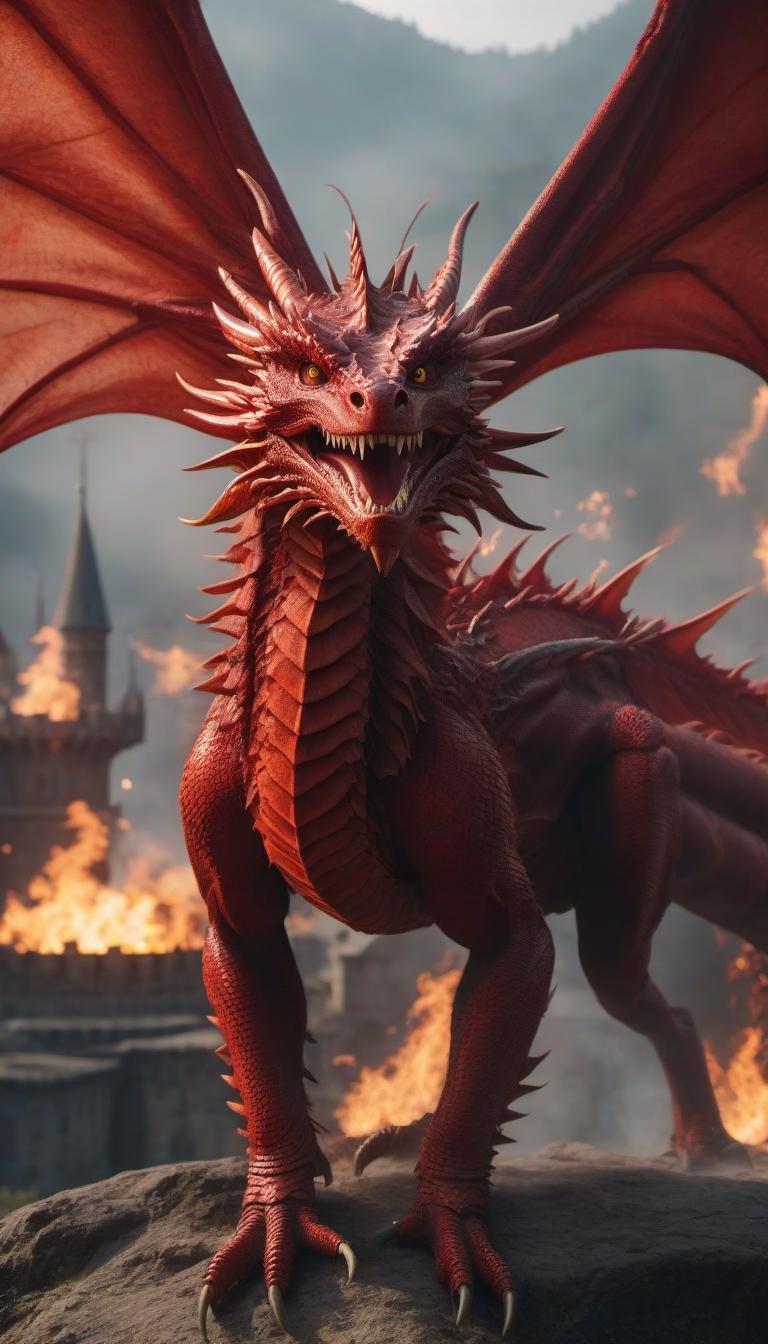  cinematic photo A red dragon flies and incinerates a medieval state with fire. You can also use AI tools like OpenAI's GPT 3 to translate from Russian to English, but be aware of any potential charges for using these services: https://openai.com/api/ . 35mm photograph, film, bokeh, professional, 4k, highly detailed hyperrealistic, full body, detailed clothing, highly detailed, cinematic lighting, stunningly beautiful, intricate, sharp focus, f/1. 8, 85mm, (centered image composition), (professionally color graded), ((bright soft diffused light)), volumetric fog, trending on instagram, trending on tumblr, HDR 4K, 8K