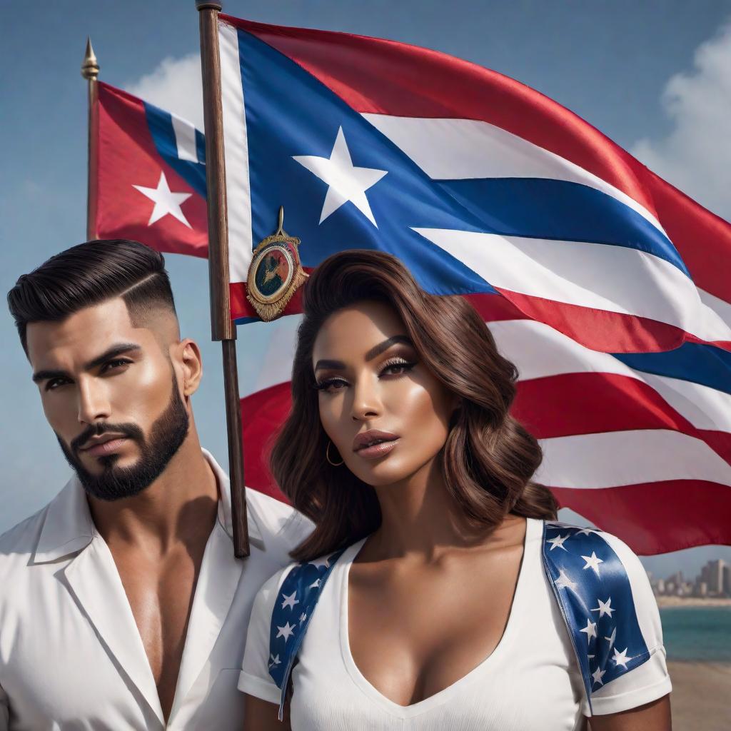  Cuban flag emoji, followed by an American flag emoji, and a pair of scissors emoji to represent a Cuban American hairstylist. hyperrealistic, full body, detailed clothing, highly detailed, cinematic lighting, stunningly beautiful, intricate, sharp focus, f/1. 8, 85mm, (centered image composition), (professionally color graded), ((bright soft diffused light)), volumetric fog, trending on instagram, trending on tumblr, HDR 4K, 8K