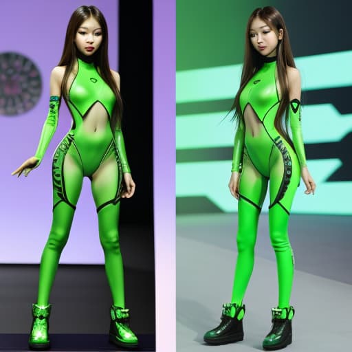  Jennie Kim beautiful green alien Beautiful , full body, , poses