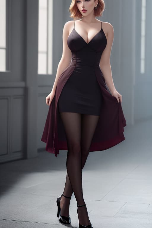  Ultra realistic picture, full lenght picture, Scarlett Johansson, amazing , beautiful , dark make up, pale skin, beautiful face, smile, short haircut, ultra short dress, High heels court shoes, deep age, ful, carmin red lips, medium s, on, slip, , noon Summer sun, soft light hyperrealistic, full body, detailed clothing, highly detailed, cinematic lighting, stunningly beautiful, intricate, sharp focus, f/1. 8, 85mm, (centered image composition), (professionally color graded), ((bright soft diffused light)), volumetric fog, trending on instagram, trending on tumblr, HDR 4K, 8K