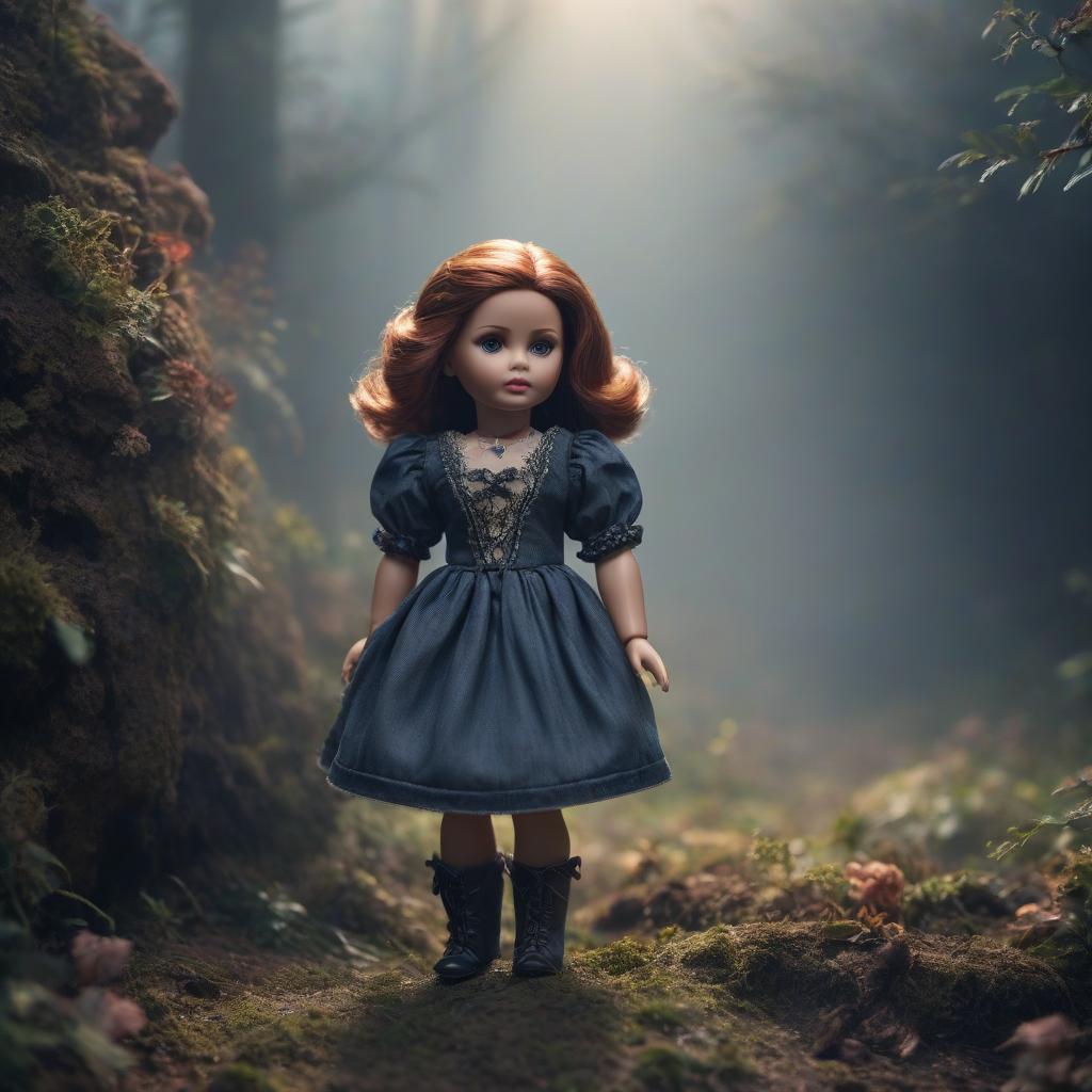  Doll, terrible, child, without background, girl, hyperrealistic, full body, detailed clothing, highly detailed, cinematic lighting, stunningly beautiful, intricate, sharp focus, f/1. 8, 85mm, (centered image composition), (professionally color graded), ((bright soft diffused light)), volumetric fog, trending on instagram, trending on tumblr, HDR 4K, 8K