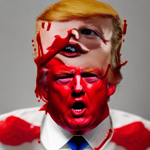 analog style Angry Donald trump drinking blood