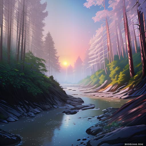  Painted shoreline of a river, forest, sky, sun, view from one bank to another, much greenery., ultra realistic, concept art, intricate details, highly detailed, photorealistic, octane render, 8k, unreal engine, sharp focus, volumetric lighting unreal engine. art by artgerm and alphonse mucha hyperrealistic, full body, detailed clothing, highly detailed, cinematic lighting, stunningly beautiful, intricate, sharp focus, f/1. 8, 85mm, (centered image composition), (professionally color graded), ((bright soft diffused light)), volumetric fog, trending on instagram, trending on tumblr, HDR 4K, 8K