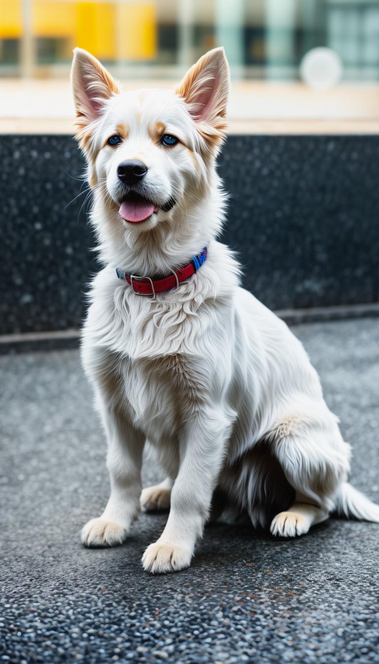  A very cute little milk dog, white hyperrealistic, full body, detailed clothing, highly detailed, cinematic lighting, stunningly beautiful, intricate, sharp focus, f/1. 8, 85mm, (centered image composition), (professionally color graded), ((bright soft diffused light)), volumetric fog, trending on instagram, trending on tumblr, HDR 4K, 8K