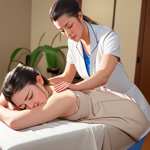  Create a realistic picture of a massage therapist at work to put on an assignment cover