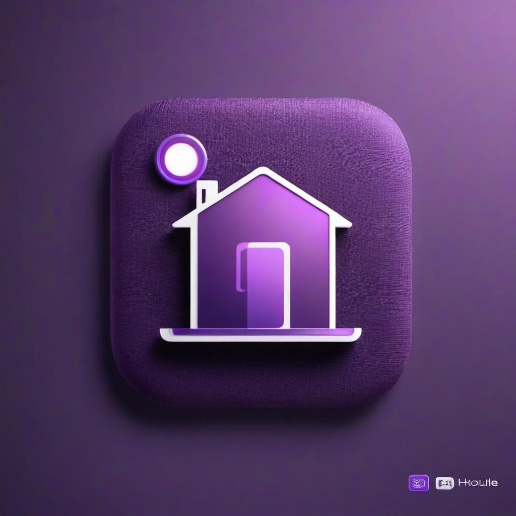  smart home mobile application icon in purple hues label hyperrealistic, full body, detailed clothing, highly detailed, cinematic lighting, stunningly beautiful, intricate, sharp focus, f/1. 8, 85mm, (centered image composition), (professionally color graded), ((bright soft diffused light)), volumetric fog, trending on instagram, trending on tumblr, HDR 4K, 8K