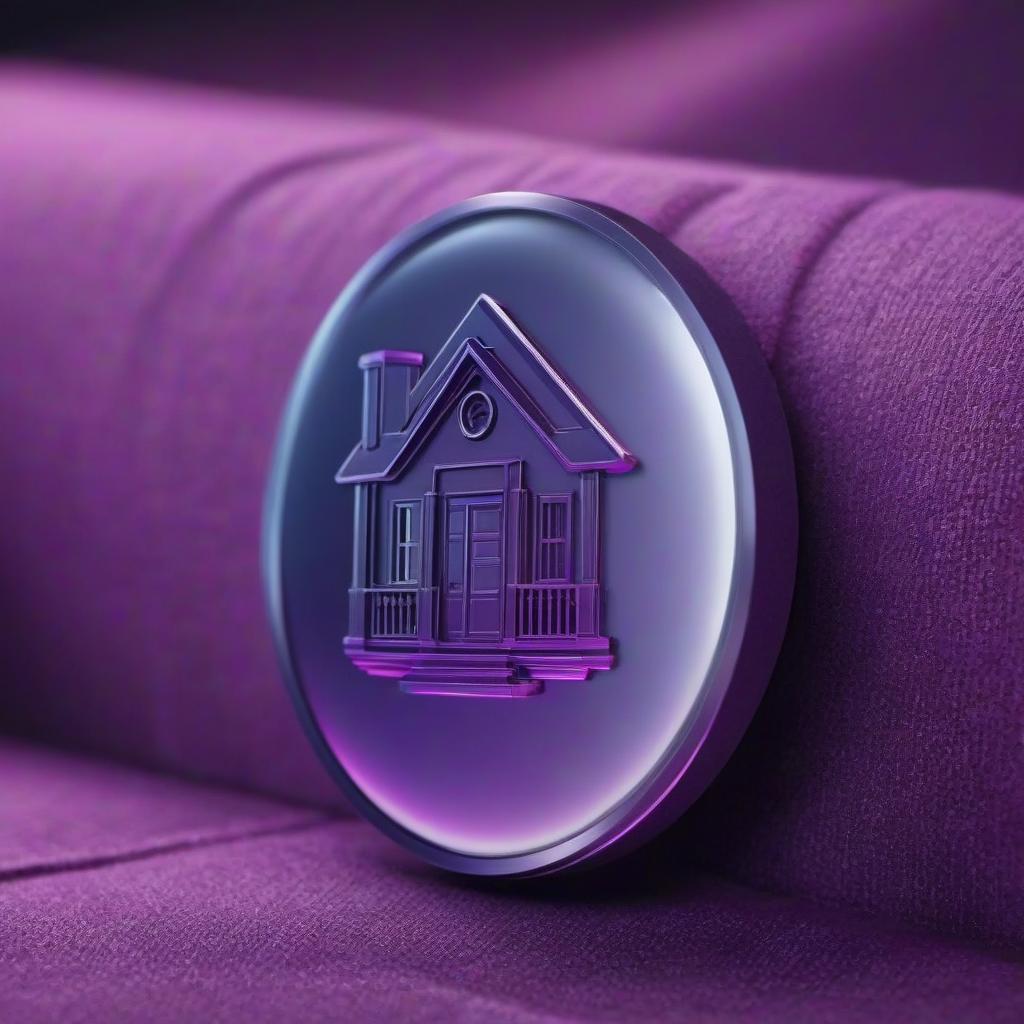  Smart home mobile app badge in purple tones icon hyperrealistic, full body, detailed clothing, highly detailed, cinematic lighting, stunningly beautiful, intricate, sharp focus, f/1. 8, 85mm, (centered image composition), (professionally color graded), ((bright soft diffused light)), volumetric fog, trending on instagram, trending on tumblr, HDR 4K, 8K