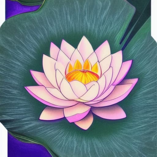  Image of 1 white lotus flower in heaven with serenity tone and holy spirituality mood create overall image in very lovely pastel palette