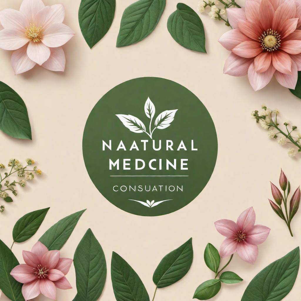  A realistic logo design for a natural medicine consultation business, featuring natural medicine elements such as flowers and plants. The logo should convey a sense of serenity, wellness, and natural healing. Preferred colors are earthy tones like green, brown, and soft neutrals. The style should be detailed and elegant, without any text. hyperrealistic, full body, detailed clothing, highly detailed, cinematic lighting, stunningly beautiful, intricate, sharp focus, f/1. 8, 85mm, (centered image composition), (professionally color graded), ((bright soft diffused light)), volumetric fog, trending on instagram, trending on tumblr, HDR 4K, 8K