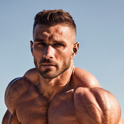 portrait+ style Russian queer fitness model brunette hunk dilf dude face