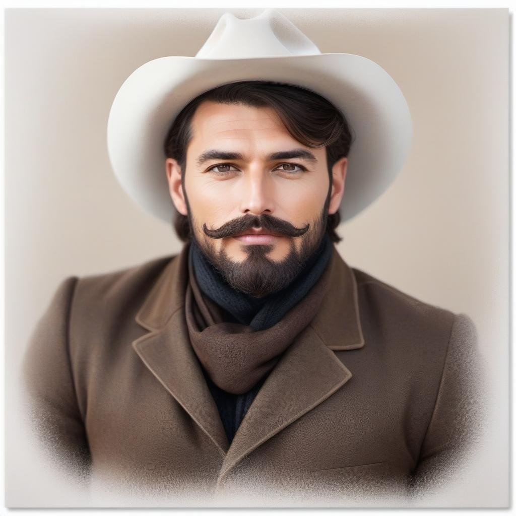  Remove a mustache and beard and put on a cowboy hat hyperrealistic, full body, detailed clothing, highly detailed, cinematic lighting, stunningly beautiful, intricate, sharp focus, f/1. 8, 85mm, (centered image composition), (professionally color graded), ((bright soft diffused light)), volumetric fog, trending on instagram, trending on tumblr, HDR 4K, 8K