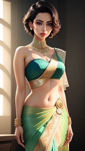  a woman, standing pose, wearing georgette saree in keep me style, short hair, hyperrealistic, high quality, highly detailed, perfect lighting, intricate, sharp focus, f/1. 8, 85mm, (centered image composition), (professionally color graded), ((bright soft diffused light)), trending on instagram, HDR 4K, 8K