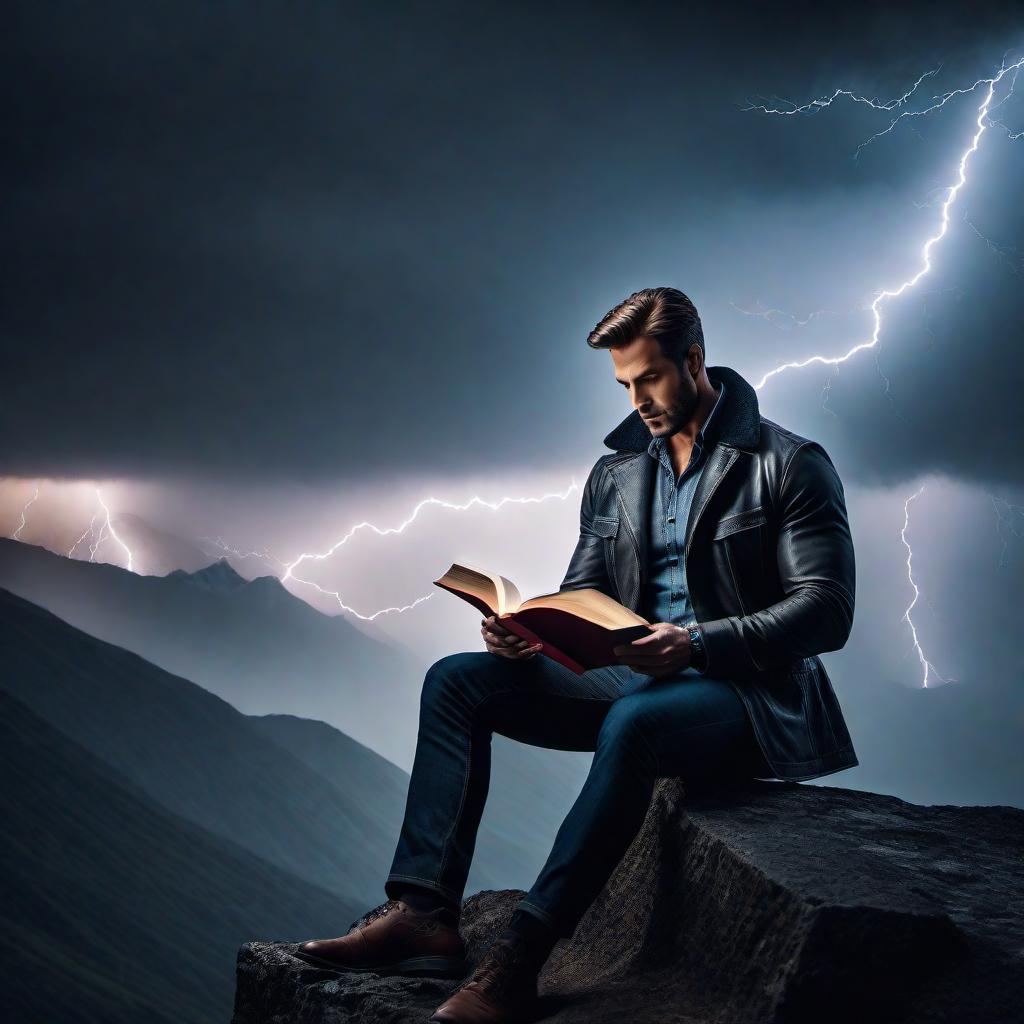  A caucasian male person with no beard reading a book alone, good lightning hyperrealistic, full body, detailed clothing, highly detailed, cinematic lighting, stunningly beautiful, intricate, sharp focus, f/1. 8, 85mm, (centered image composition), (professionally color graded), ((bright soft diffused light)), volumetric fog, trending on instagram, trending on tumblr, HDR 4K, 8K