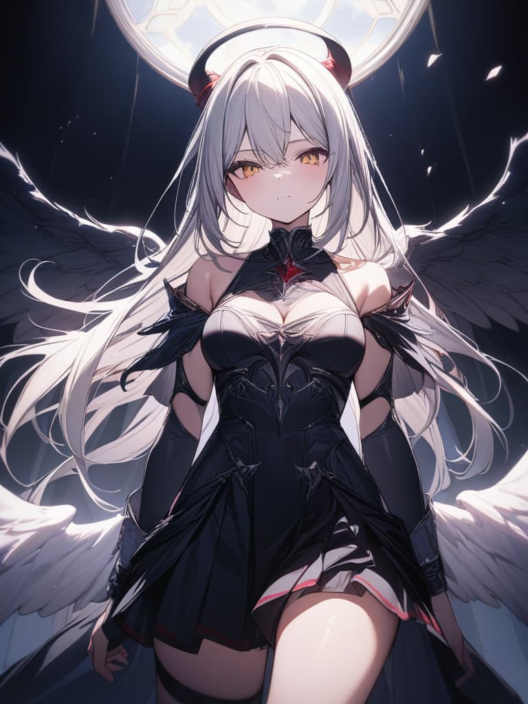  Angel and Devil, Angel Wings, Devil Wings, Cute, Devil, Devil, masterpiece, best quality,8k,ultra detailed,high resolution,an extremely delicate and beautiful,hyper detail