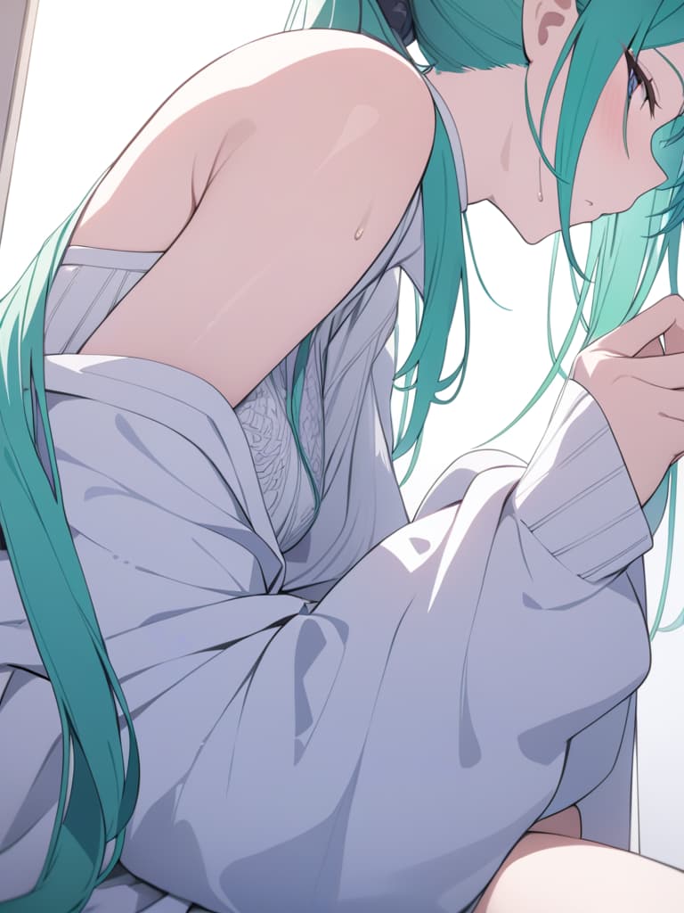  Three leaf clover, ponytail, green hair, masterpiece, best quality,8k,ultra detailed,high resolution,an extremely delicate and beautiful,hyper detail