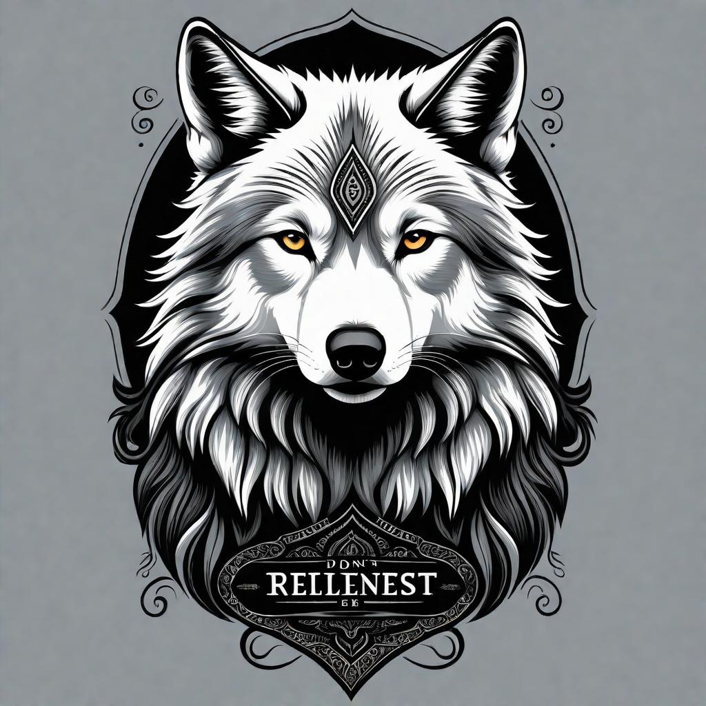  A captivating black and white line art illustration features a wolf in a fierce profile, with one piercing eye gazing intensely from the darkness. The wolf's mane seamlessly blends into the solid black background, creating a sense of mystery and enigma. In contrast, the other half of the design boldly displays striking text in a modern font, proclaiming "DON'T MISTAKE SILENCE FOR WEAKNESS." This bold and elegant t shirt design print conveys a powerful message of inner strength, resilience, and the idea that true power can be found in quiet determination.