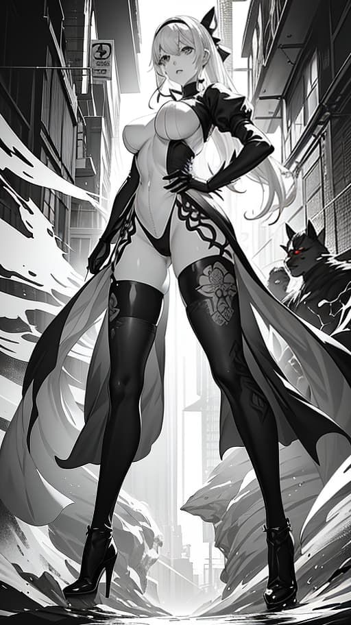  Anime Style, Manga Style,Nier automata,pantsy, (Manga Style, Yusuke Murata, Satoshi Kon, Ken Sugimori, Hiromu Arakawa), Pencil drawing, (B&W:1.2), Low detail, sketch, concept art, Anime style, line art, webtoon, manhua, chalk, hand drawn, defined lines, simple shades, simplistic, manga page, minimalistic, High contrast, Precision artwork, Linear compositions, Scalable artwork, Digital art, High Contrast Shadows hyperrealistic, full body, detailed clothing, highly detailed, cinematic lighting, stunningly beautiful, intricate, sharp focus, f/1. 8, 85mm, (centered image composition), (professionally color graded), ((bright soft diffused light)), volumetric fog, trending on instagram, trending on tumblr, HDR 4K, 8K