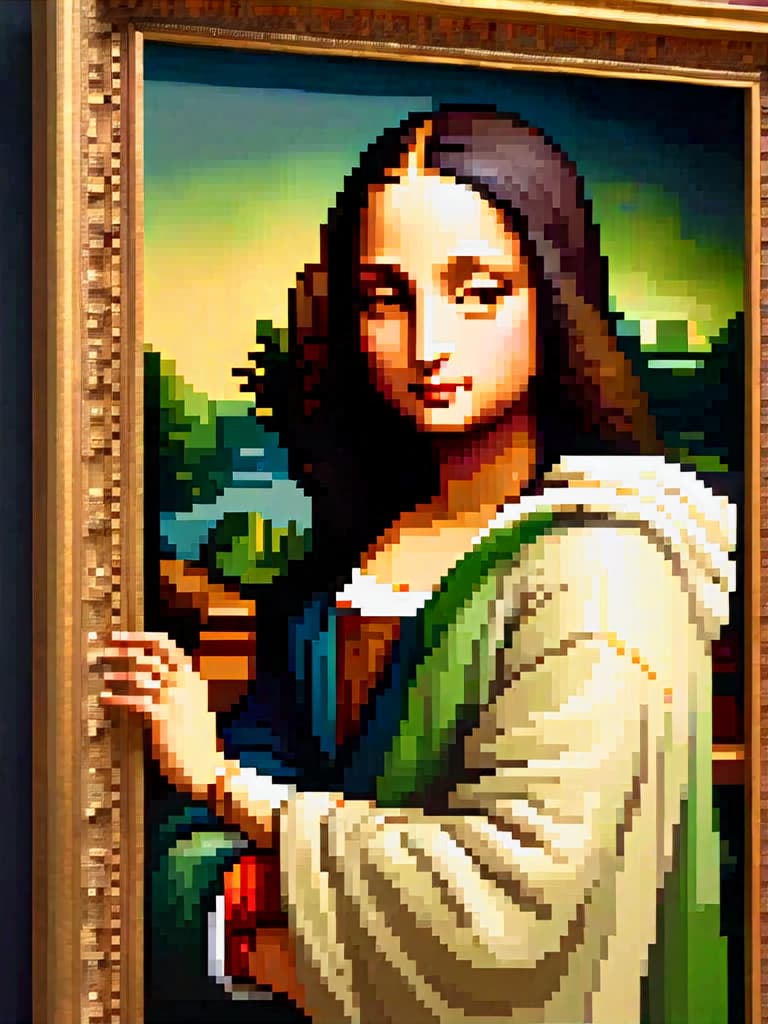  Mona Lisa, best quality, amazing intricate, cute girl hyperrealistic, full body, detailed clothing, highly detailed, cinematic lighting, stunningly beautiful, intricate, sharp focus, f/1. 8, 85mm, (centered image composition), (professionally color graded), ((bright soft diffused light)), volumetric fog, trending on instagram, trending on tumblr, HDR 4K, 8K