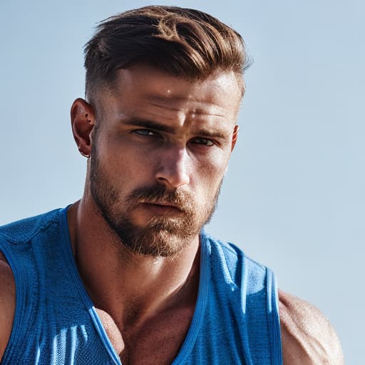 portrait+ style Russian queer fitness model brunette hunk dilf dude face