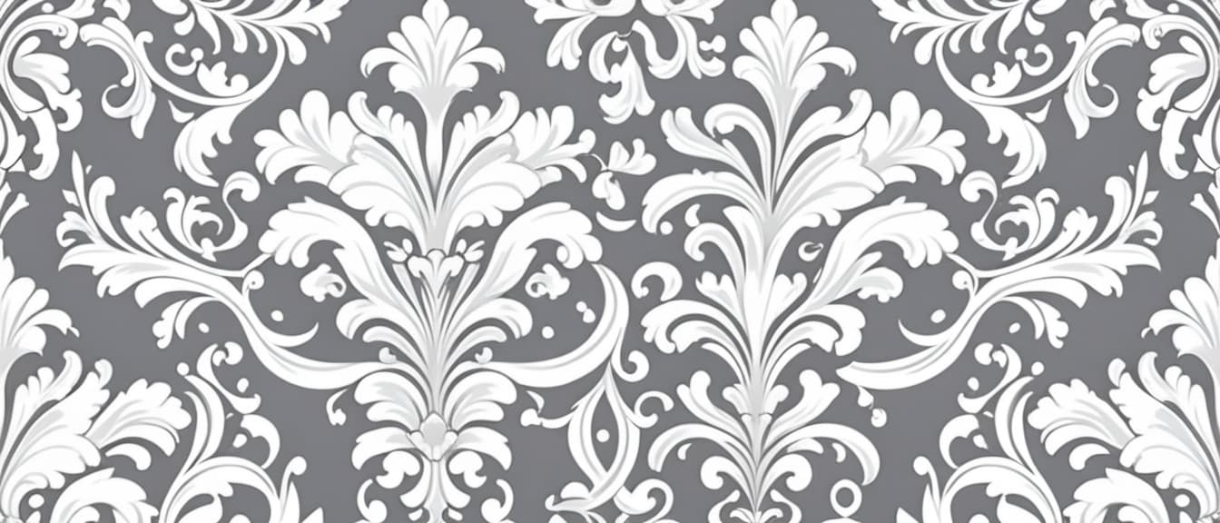  Wallpaper in the style of Baroque. Seamless vector background. White and grey floral ornament. Graphic pattern for fabric, wallpaper, packaging. Ornate Damask flower ornament