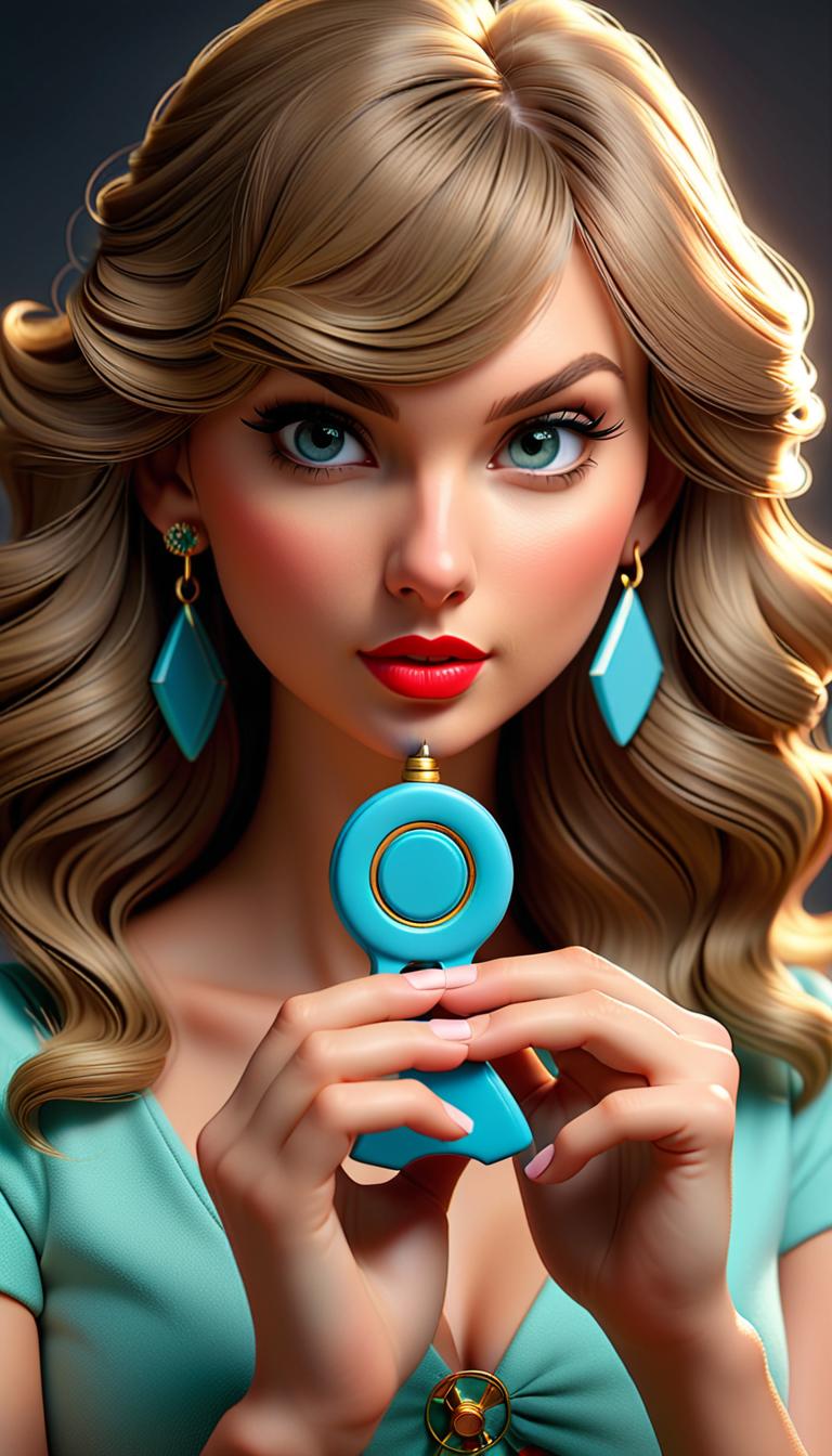  Professional 3D model of Taylor Swift holding a fidget spinner . Rendered with Octane, the model is highly detailed,dramatic lighting. hyperrealistic, full body, detailed clothing, highly detailed, cinematic lighting, stunningly beautiful, intricate, sharp focus, f/1. 8, 85mm, (centered image composition), (professionally color graded), ((bright soft diffused light)), volumetric fog, trending on instagram, trending on tumblr, HDR 4K, 8K