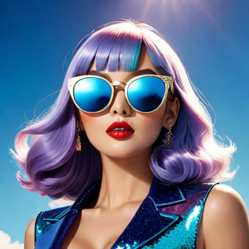  Subject detail: the image depicts a Highly detailed pair of sunglasses with vintage styling, The sunglasses are made from a combination of glitter, metallic, coloured acetate. Art style: in the mixed art style of Irregular Choice, and Osamu Tezuka. Medium: This artwork is highly detailed and photorealistic. hyperrealistic, full body, detailed clothing, highly detailed, cinematic lighting, stunningly beautiful, intricate, sharp focus, f/1. 8, 85mm, (centered image composition), (professionally color graded), ((bright soft diffused light)), volumetric fog, trending on instagram, trending on tumblr, HDR 4K, 8K