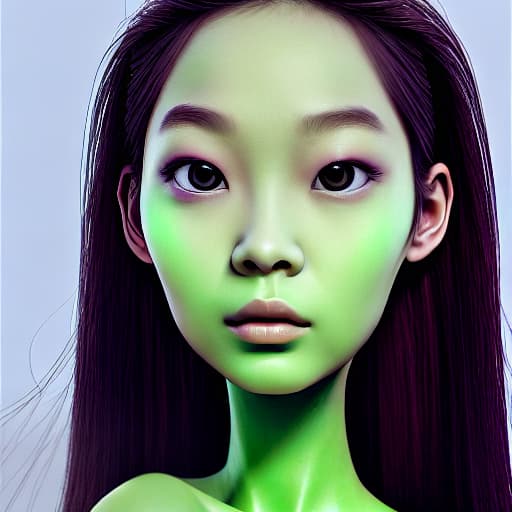  Jennie Kim beautiful green alien 16k, cinematic, hyperrealistic, photorealistic Beautiful , full body, , poses