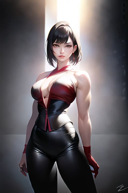  Black hair, berry short hair, beautiful woman, white dress shirt, Japanese samurai red armor, black leather pants, muscles, Japanese swords, Be sure to draw from the head to the thigh, the background is outdoor, (Masterpiece, BestQuality:1.3), (ultra detailed:1.2), (hyperrealistic:1.3), (RAW photo:1.2),High detail RAW color photo, professional photograph, (Photorealistic:1.4), (realistic:1.4), ,professional lighting, (japanese), beautiful face, (realistic face)