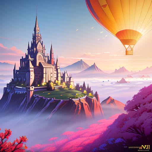  A colorful flower city lies in the foreground, with a multicolored hot air balloon flying by. Neznaika is carrying a seven colored flower., magic, dragons, elves, castles, by Donato Giancola, Ruan Jia, Kekai Kotaki, Magali Villeneuve, Even Mehl Amundsen hyperrealistic, full body, detailed clothing, highly detailed, cinematic lighting, stunningly beautiful, intricate, sharp focus, f/1. 8, 85mm, (centered image composition), (professionally color graded), ((bright soft diffused light)), volumetric fog, trending on instagram, trending on tumblr, HDR 4K, 8K