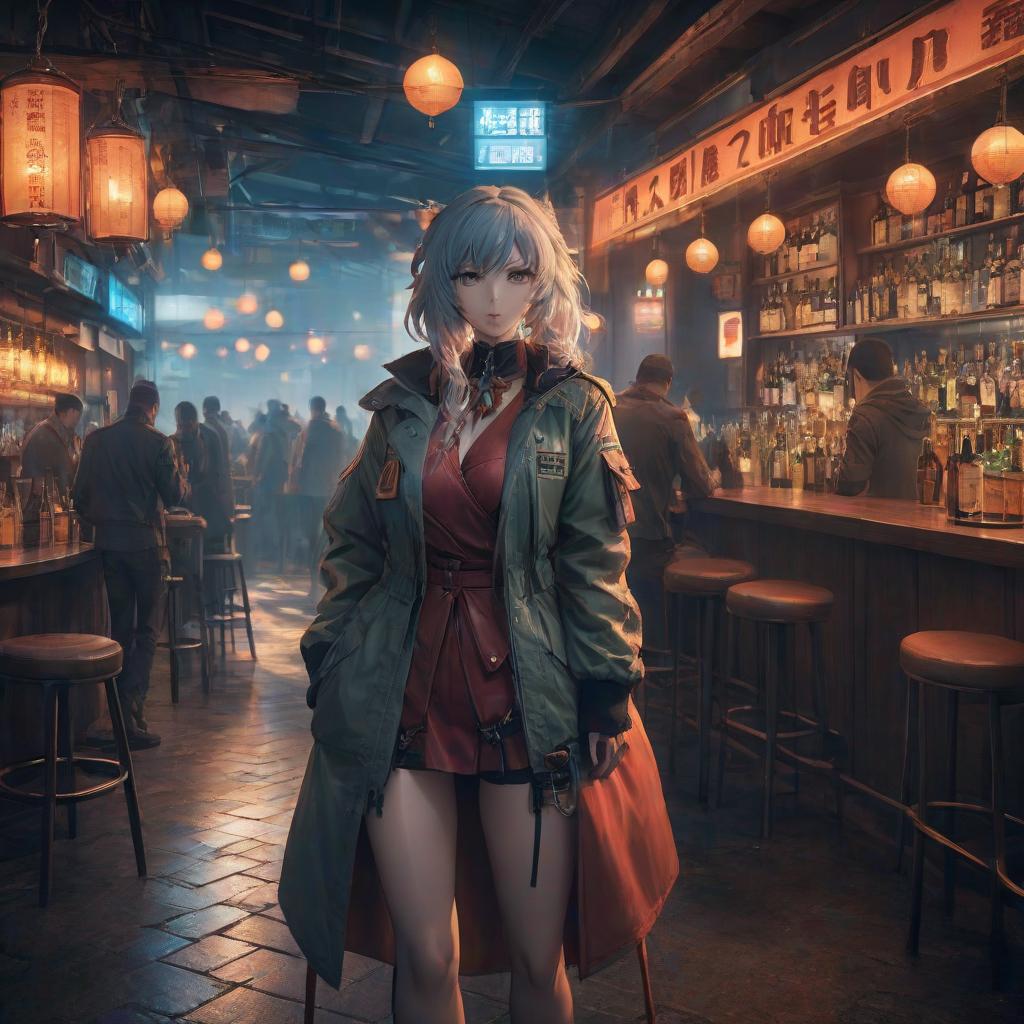  anime artwork Stalker, bar. . anime style, key visual, vibrant, studio anime, highly detailed hyperrealistic, full body, detailed clothing, highly detailed, cinematic lighting, stunningly beautiful, intricate, sharp focus, f/1. 8, 85mm, (centered image composition), (professionally color graded), ((bright soft diffused light)), volumetric fog, trending on instagram, trending on tumblr, HDR 4K, 8K