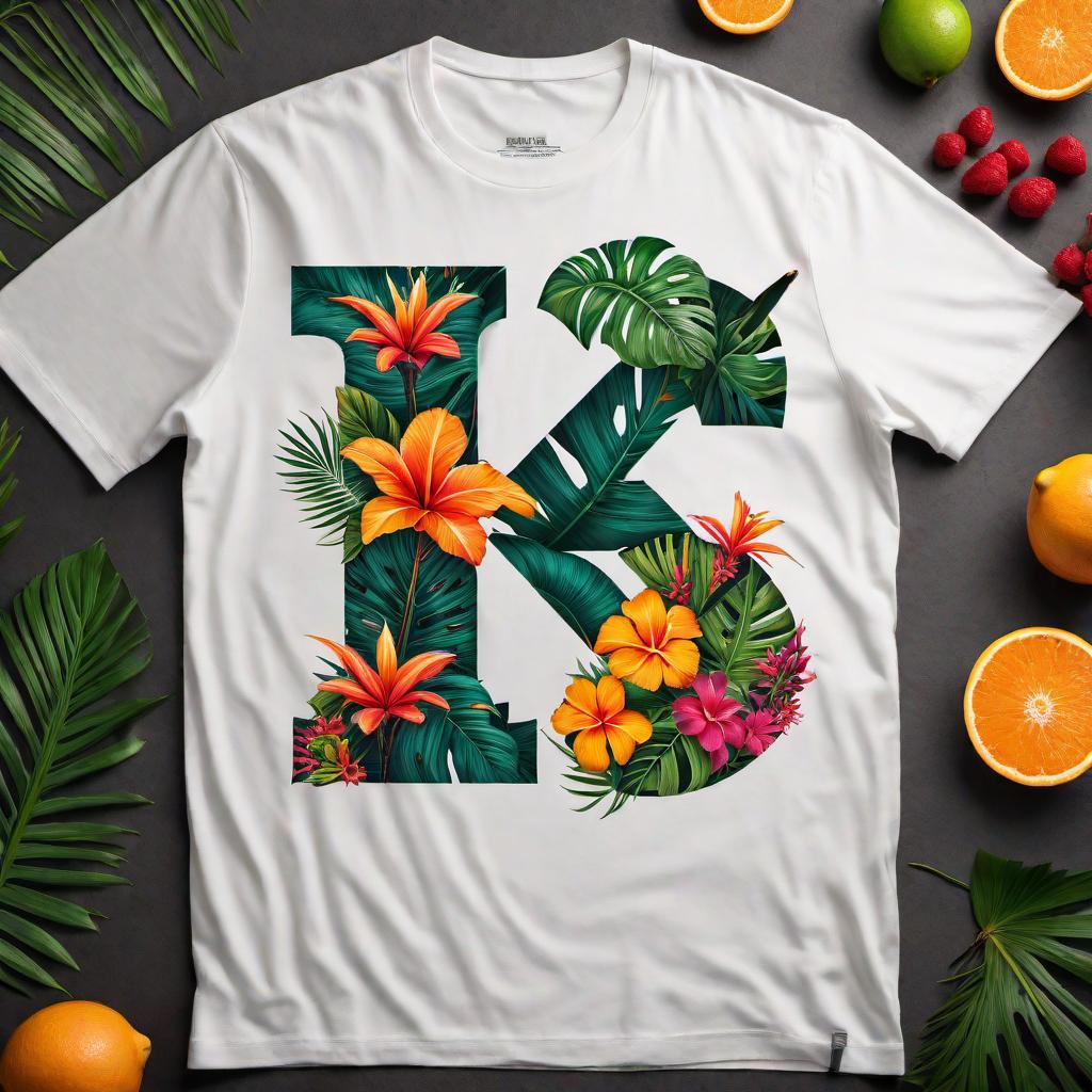  An exotic T-shirt design featuring the letters 'BV'. The T-shirt should have vibrant colors and a unique, bold pattern that stands out. Incorporate elements like tropical leaves, colorful abstract shapes, and a dynamic layout for the letters 'BV'. The overall look should be eye-catching and artistic. hyperrealistic, full body, detailed clothing, highly detailed, cinematic lighting, stunningly beautiful, intricate, sharp focus, f/1. 8, 85mm, (centered image composition), (professionally color graded), ((bright soft diffused light)), volumetric fog, trending on instagram, trending on tumblr, HDR 4K, 8K